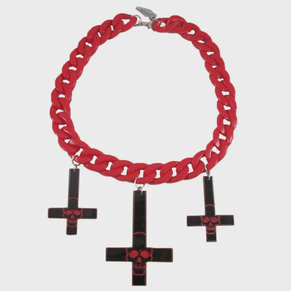 Inverted Cross Skull Necklace