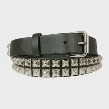 2 Row Pyramid Studded Belt 1 1/4" Wide