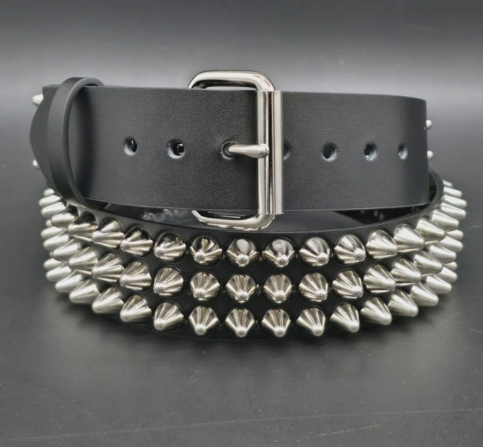 Cone Stud Funk Logo Snap Leather Belt