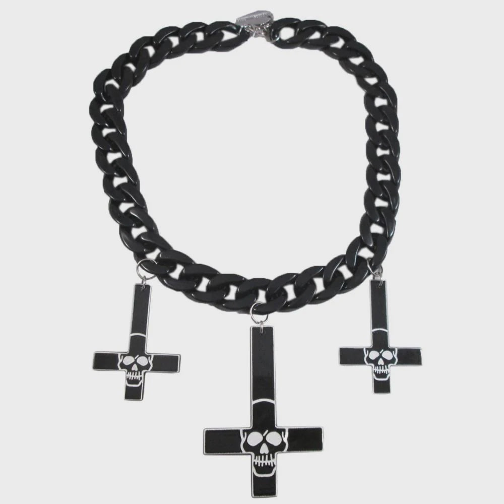 Inverted Cross Skull Necklace