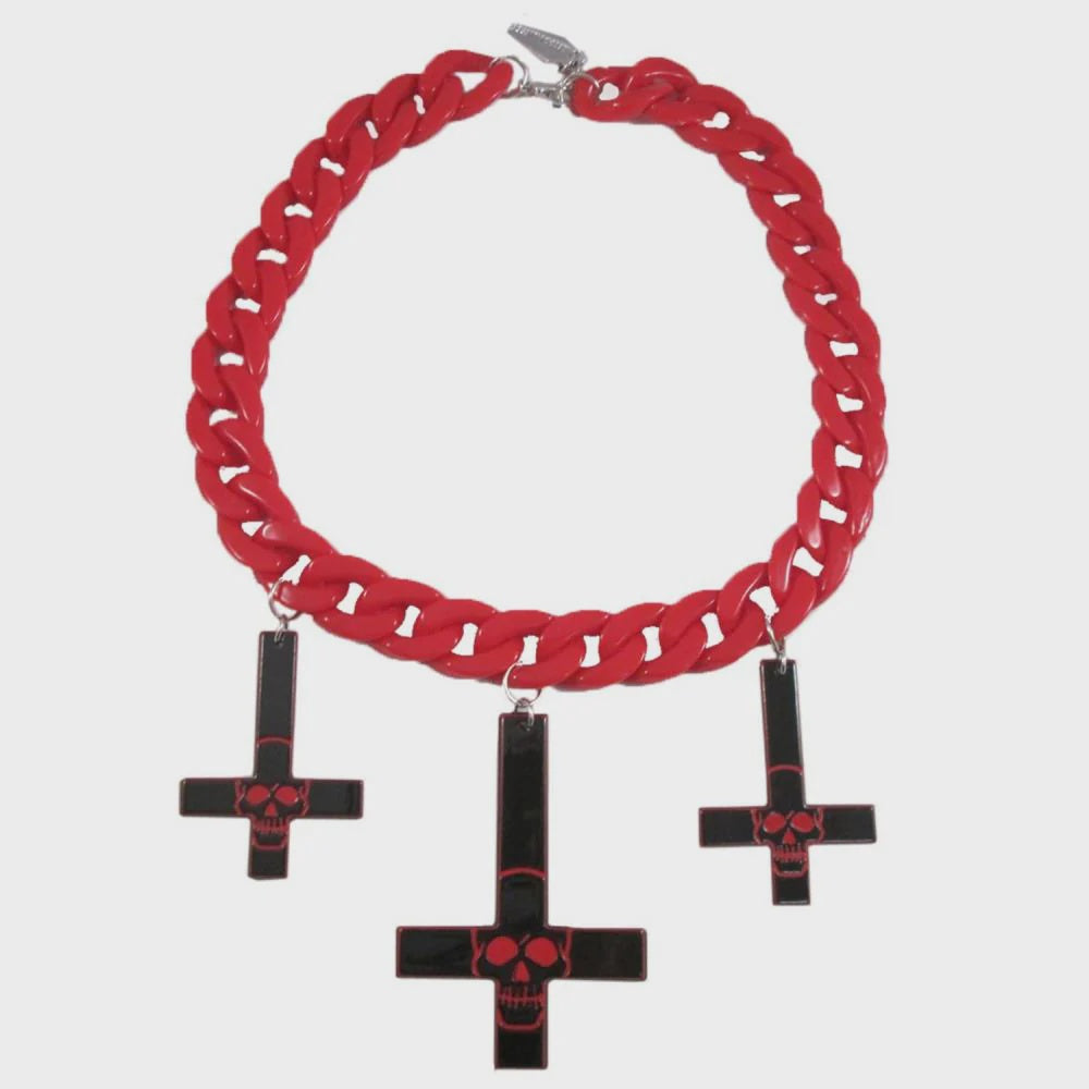 Inverted Cross Skull Necklace