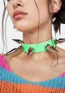 Patent Neon Shiny 3" Long Spike XL Choker
