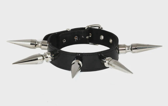 Patent Neon Shiny 3" Long Spike XL Choker