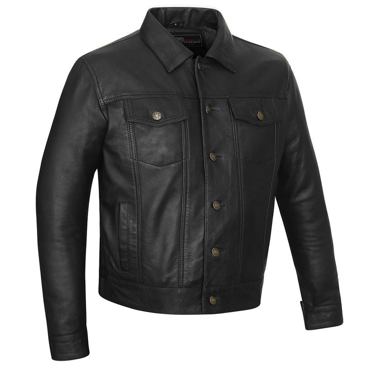 Leather Motorcycle Trucker Jacket