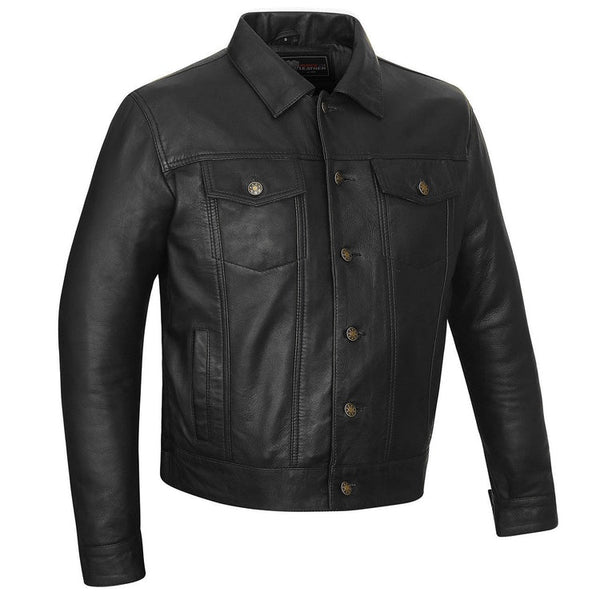 Leather Motorcycle Trucker Jacket