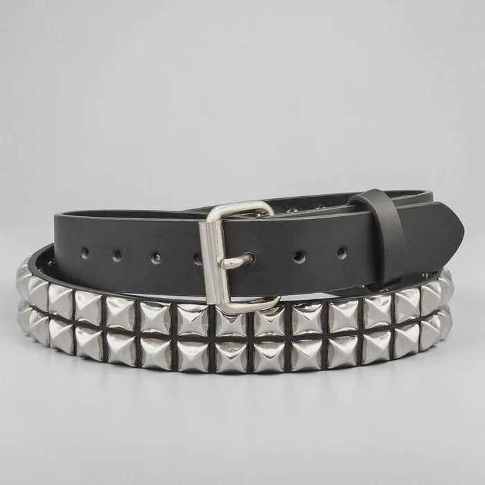 2 Row Pyramid Studded Belt 1 1/4" Wide