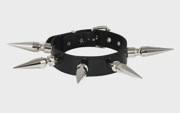 Patent Neon Shiny 3" Long Spike XL Choker