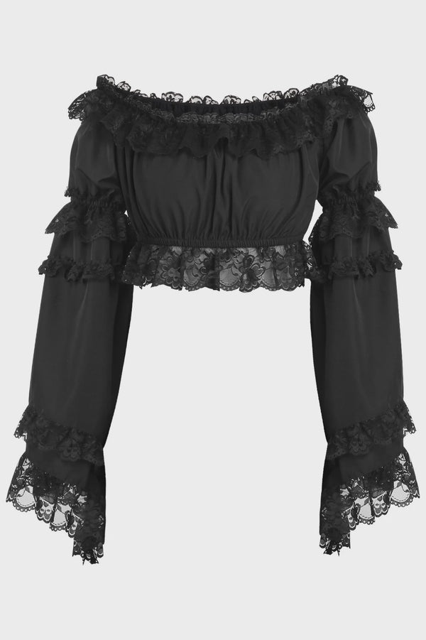 Smocked Flare Slv Peasant Top
