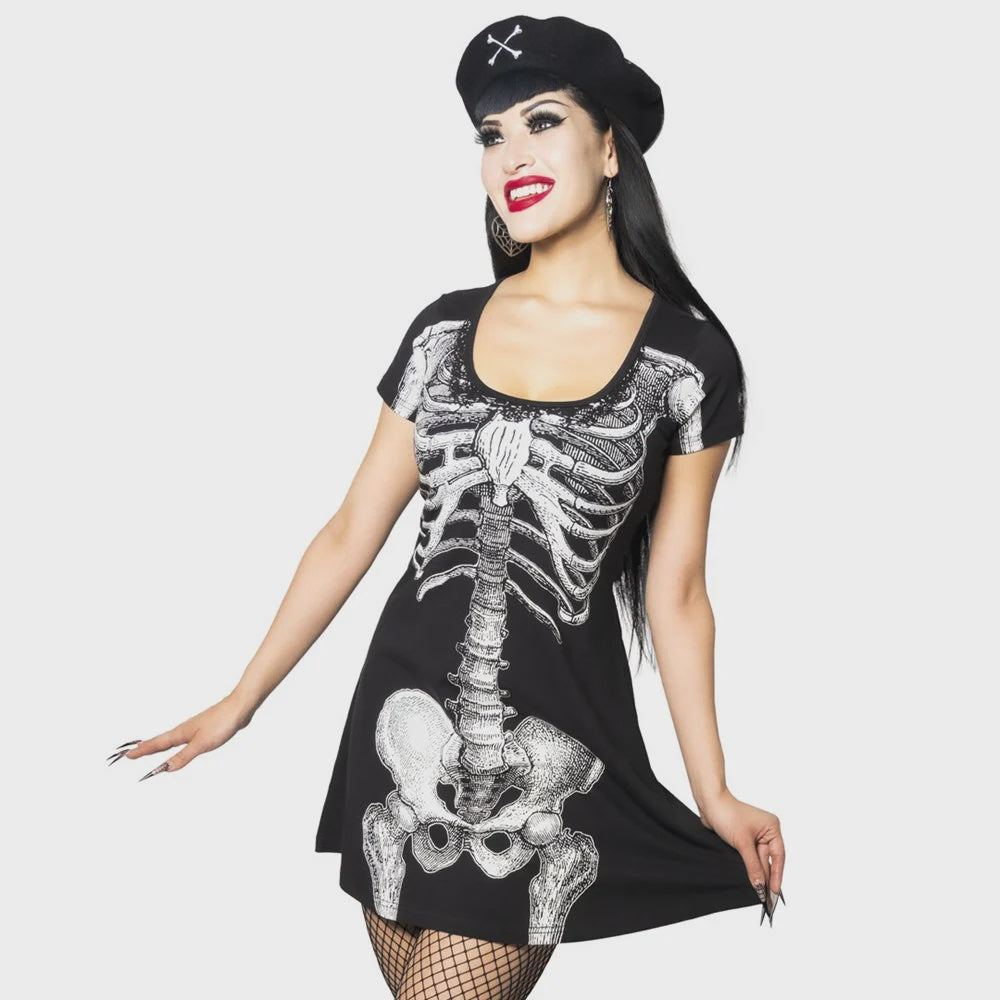 Skeleton White Flare Dress