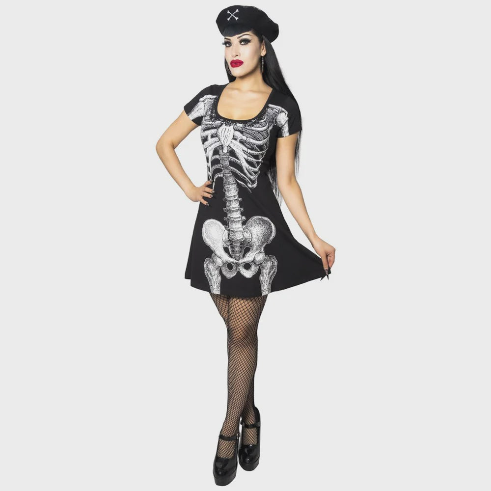 Skeleton White Flare Dress