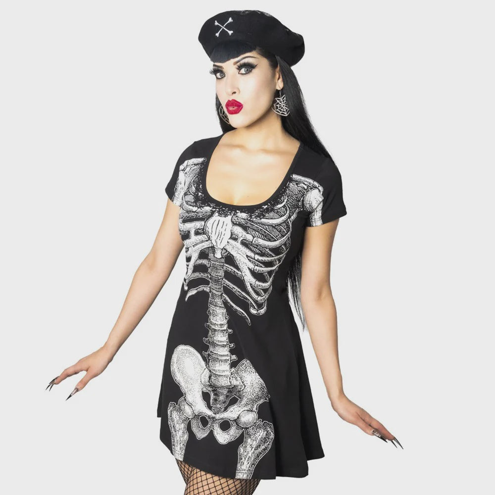 Skeleton White Flare Dress