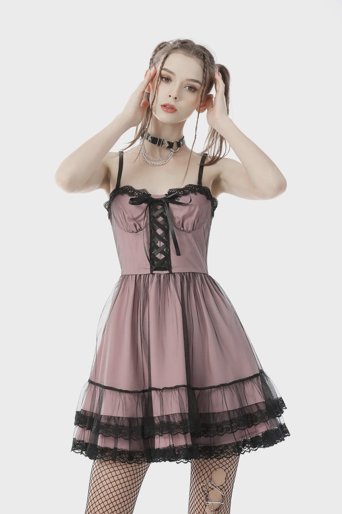Cool Mesh Pink Doll Dress