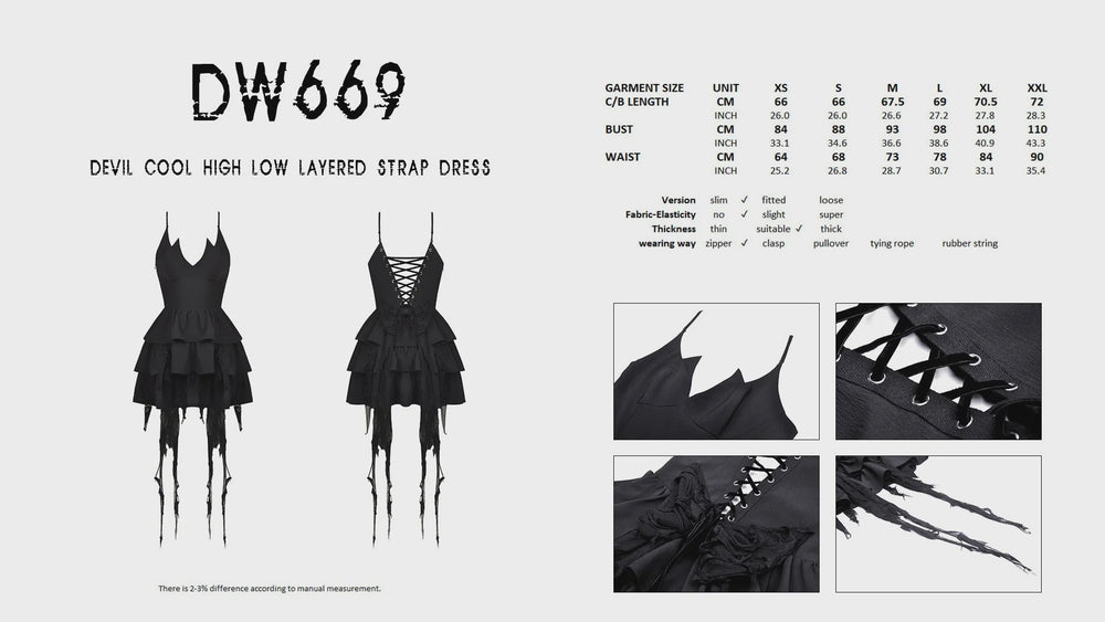 Devil Cool High Low Layer Strap Dress