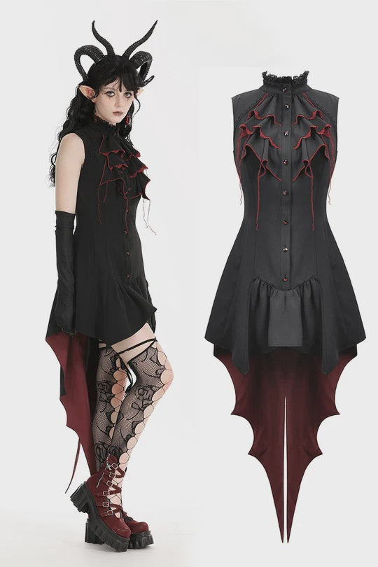 Devil Tail Shirt Dress Blk/rd
