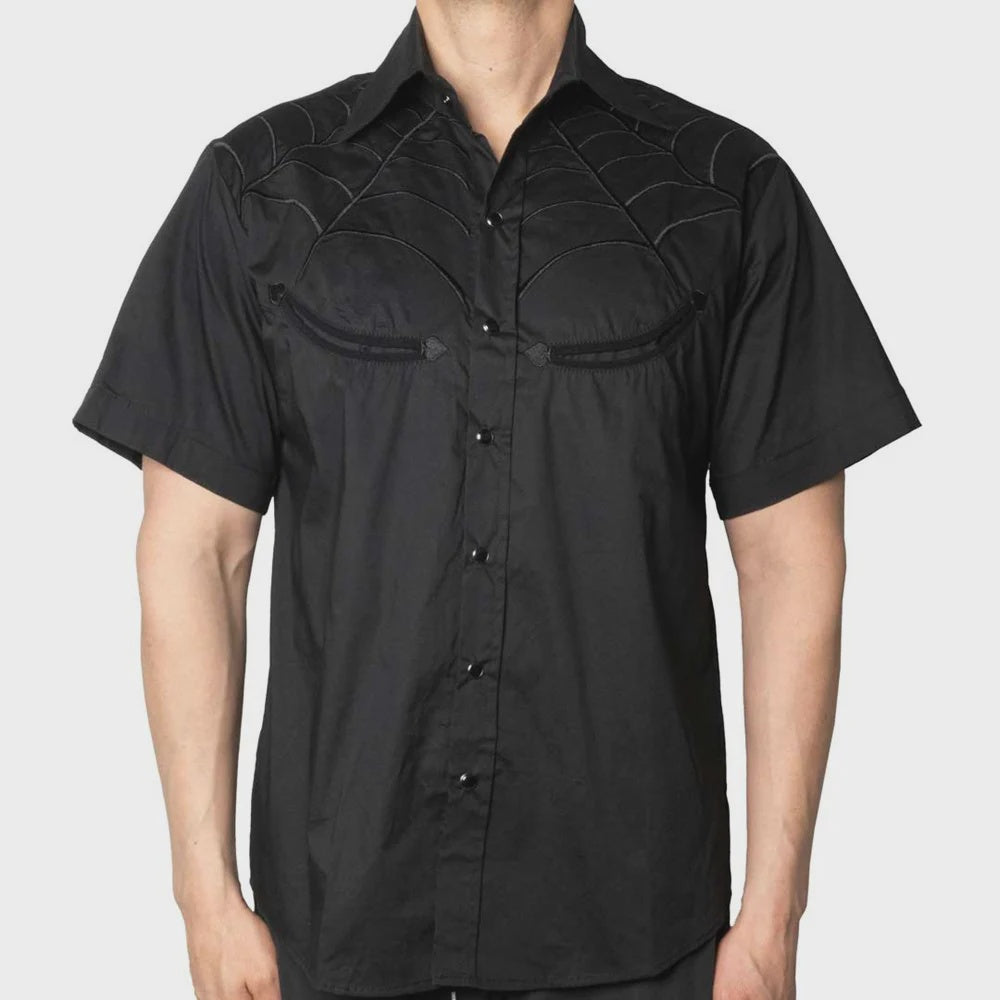 Spiderweb Black Western Shirt