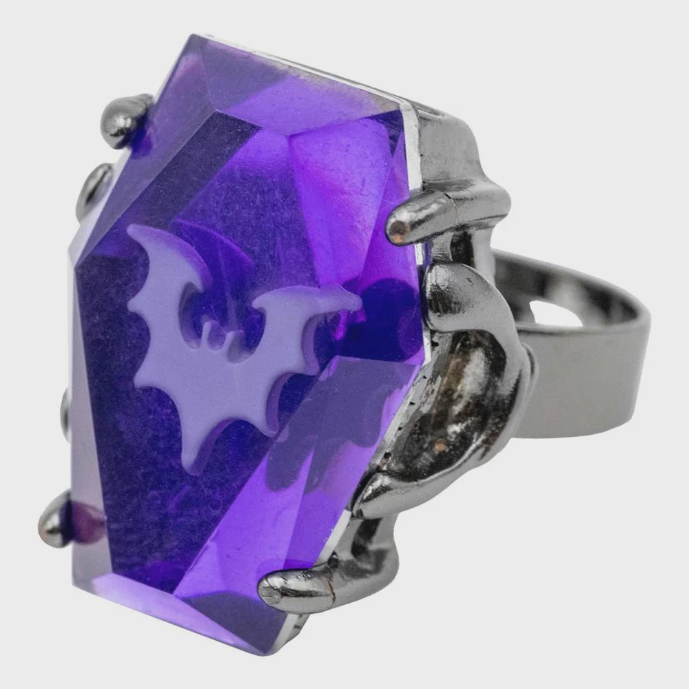 Elvira Coffin Jewel Purple Ring