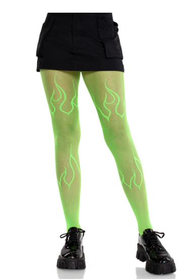 Neon Green Flame Tights
