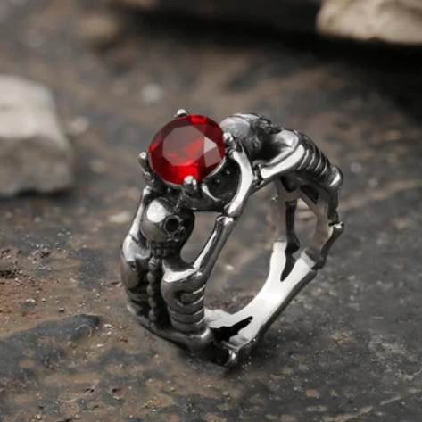 Gothic Tribute Gem Skull Ring