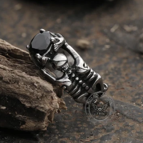 Gothic Tribute Gem Skull Ring