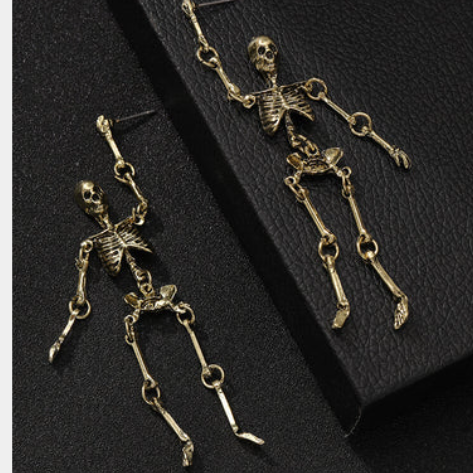 Skeleton Punk Alloy Drop Earrings