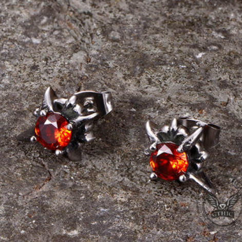 Punk Cross Gemstone Earrings