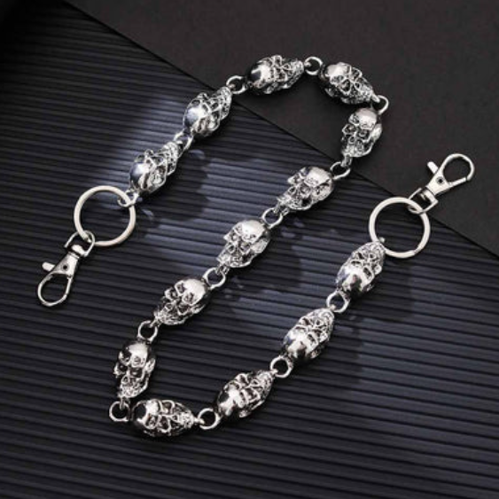 Punk Skull Head Biker Pants Chain
