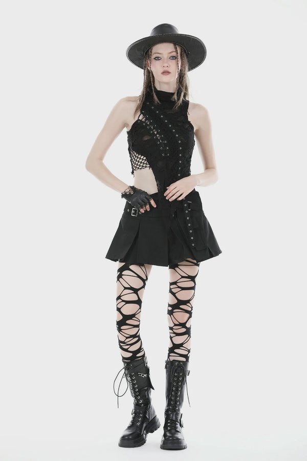 Punk Lace Up Asymmetric T-shirt