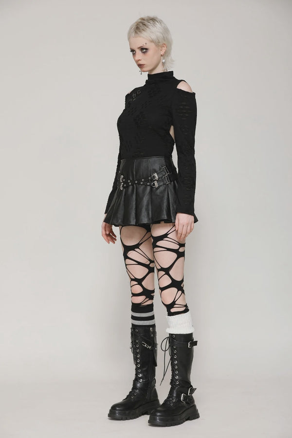 Punk Back Cutout Star Distressed Top
