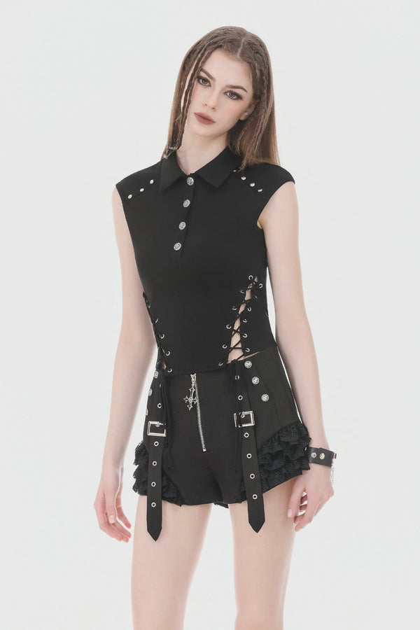 Tech Punk Sleeveless Polo W/studs