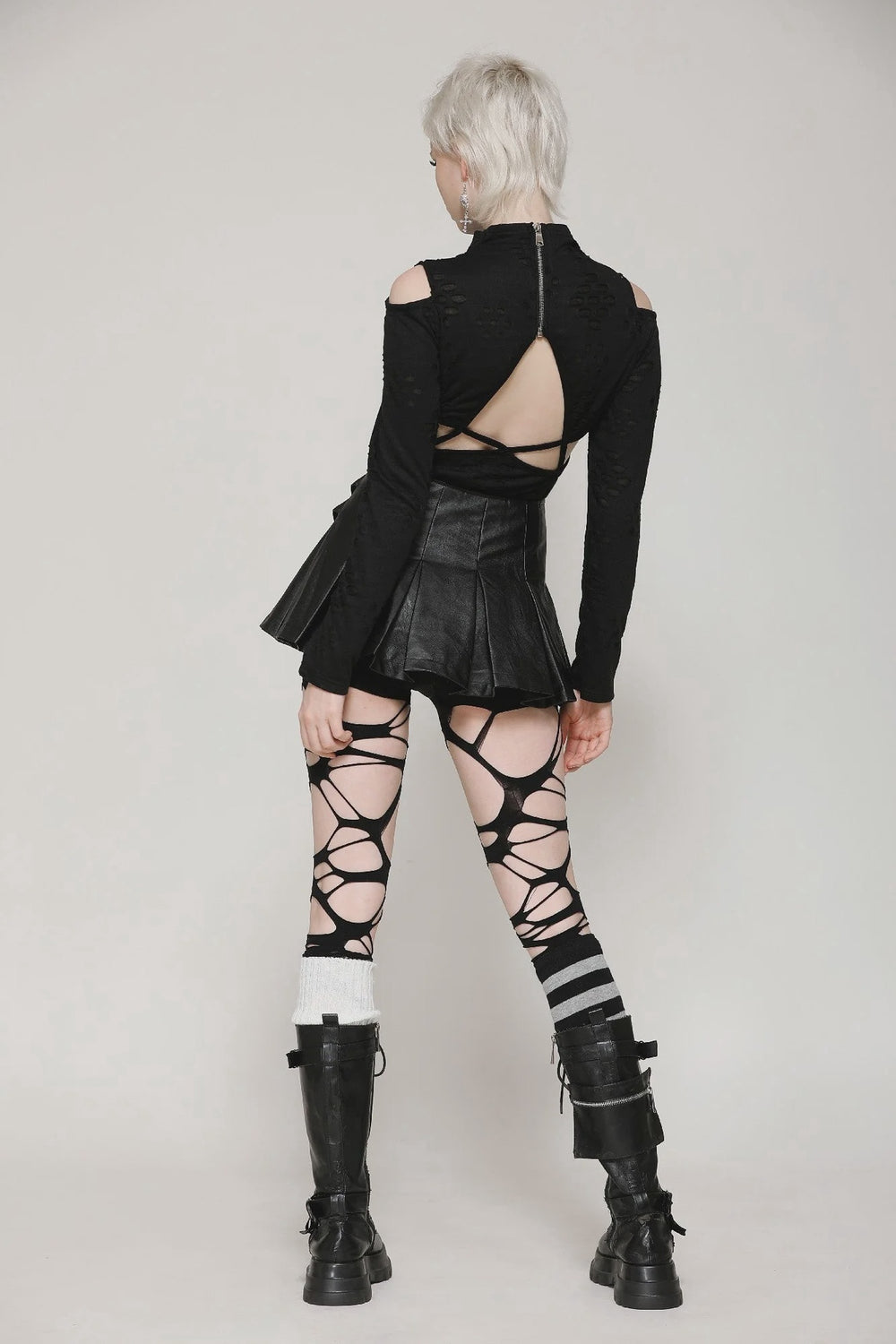 Punk Back Cutout Star Distressed Top