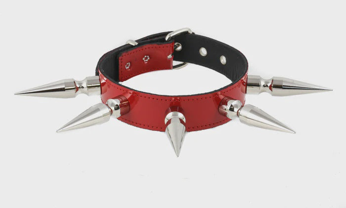 Patent Neon Shiny 3" Long Spike XL Choker