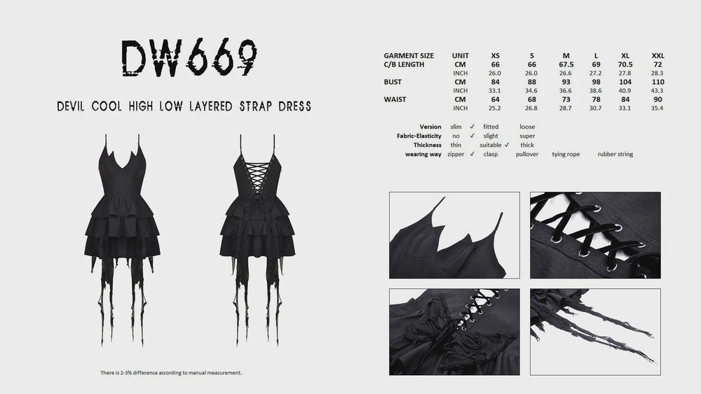 Devil Cool High Low Layer Strap Dress