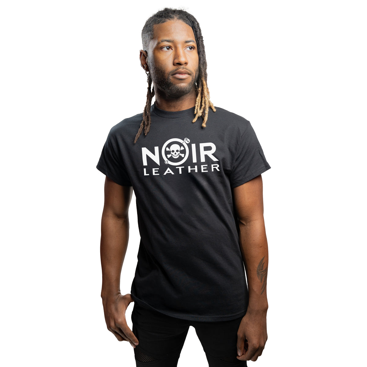Noir Leather Logo T-Shirt